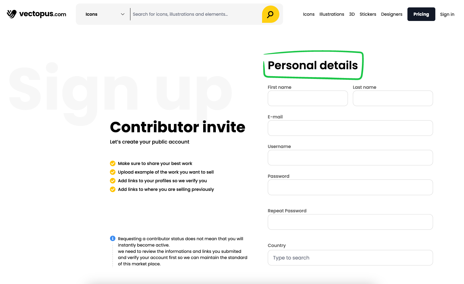 Create contributor profile