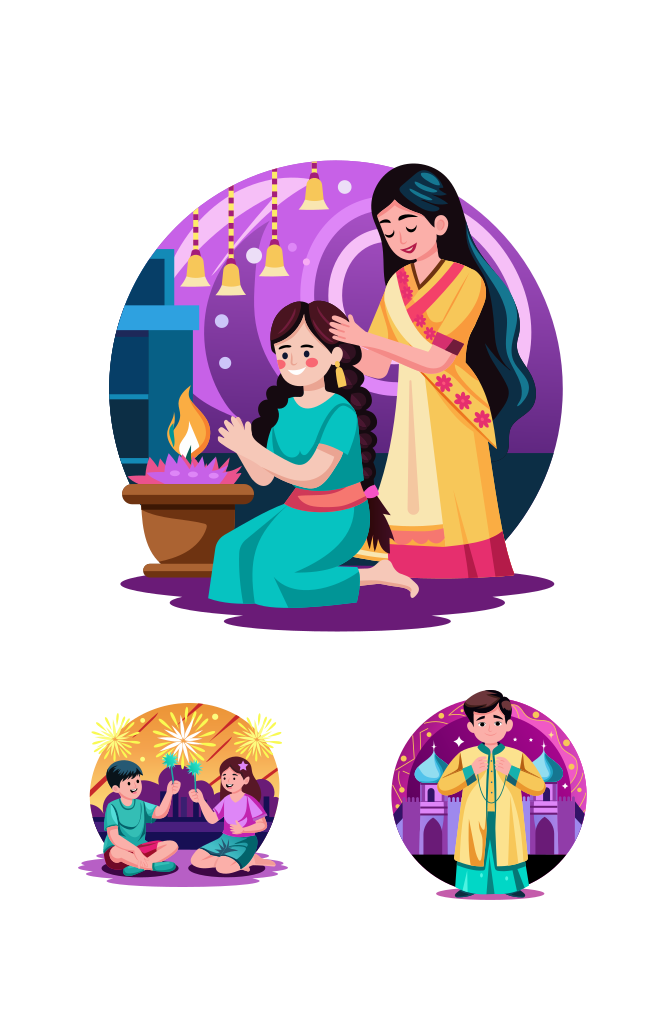 Diwali Illustration Art Set  Large Set Preview