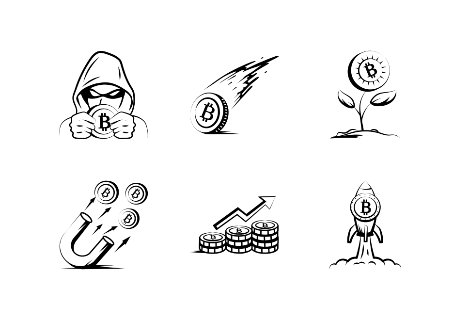 Bitcoin Trading Doodle Art Set  Large Set Preview