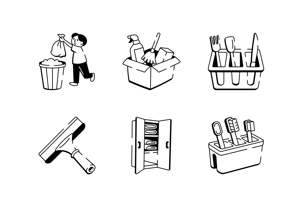 Chores Doodle Icon Set  Large Set Preview