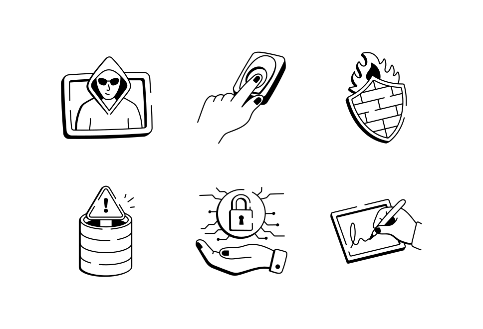 Cyber Security Doodle Icon Set  Large Set Preview
