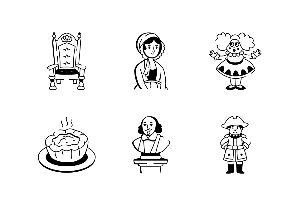 English Doodle Icon Set  Large Set Preview