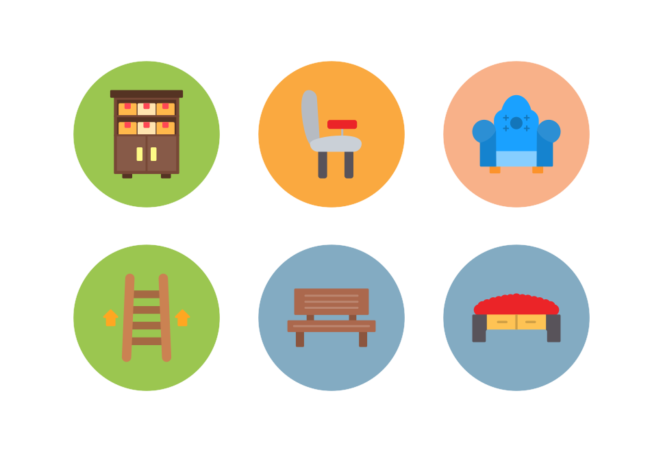 Furniture Flat Circle Icons set preview image