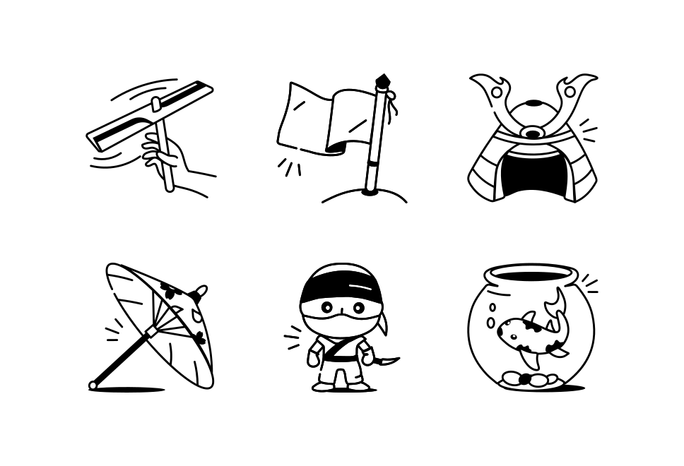 Japanese Drawing Illustration Set  Large Set Preview