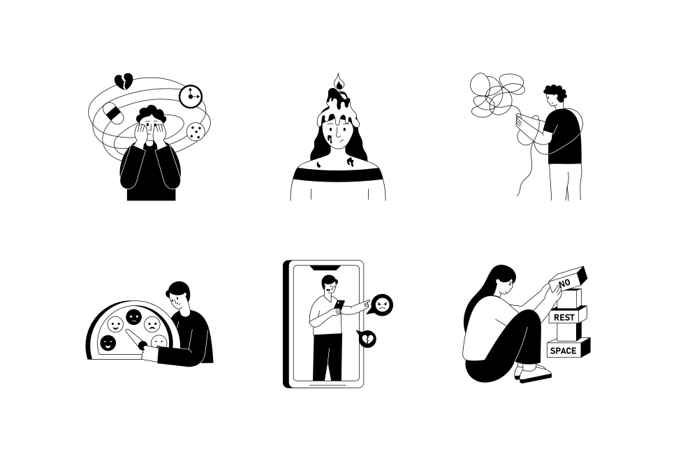 Stress Management Illustration Art Set Large Set Preview