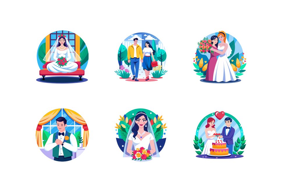 Wedding Stickers Set Large Set Preview