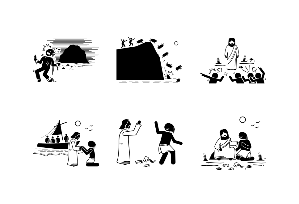 Jesus Demon Pigs Large Set Preview