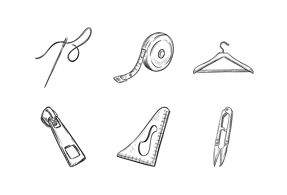 sewing handdrawn collection Large Set Preview