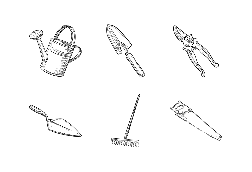 gardening tools handdrawn collection Large Set Preview