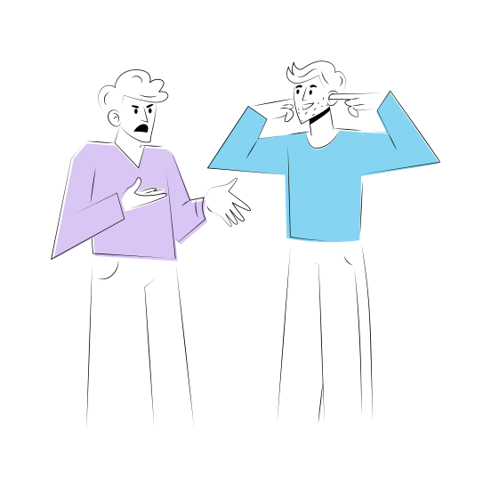 Annoying Friends, Mocking, Teasing, Frustrated, Angry, illustration