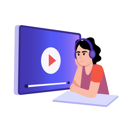 Audio Study, Listening, Lecture, Learning, Student illustration