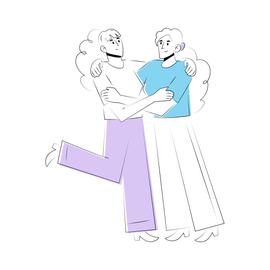 Bff Hug, Besties, Friends Forever, Togetherness, Happy illustration