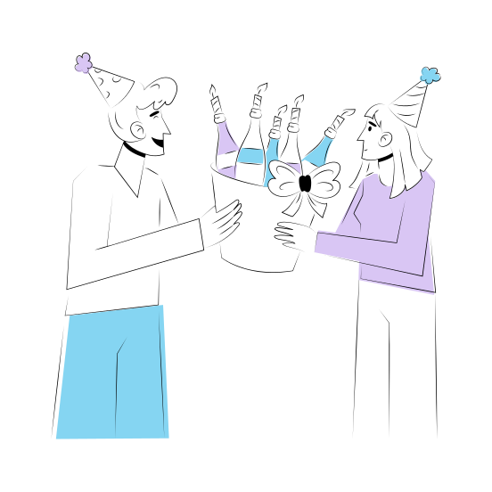 Birthday Present, Champagne Basket, Drinks, Present, Surprise illustration