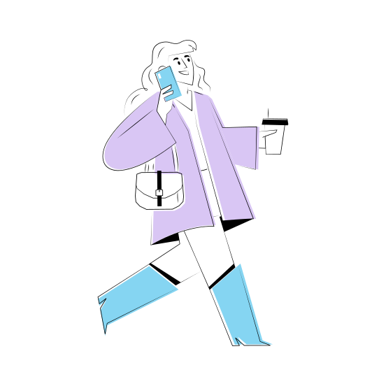 Calling, Talking, Mobile Call, Walking, Happy illustration