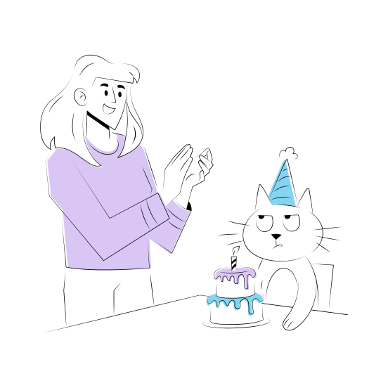 Cat Birthday, Pet, Animal, Celebration, Party illustration
