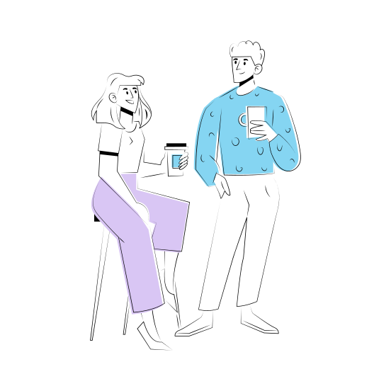 Coffee Gossip, Talking, Conversation, Friends, Drinking Coffee illustration