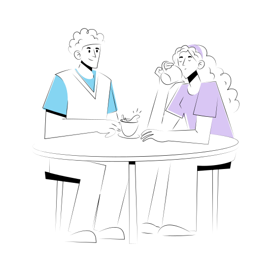 Coffee Partner, Couple, Spouses, Drinking, Tea illustration