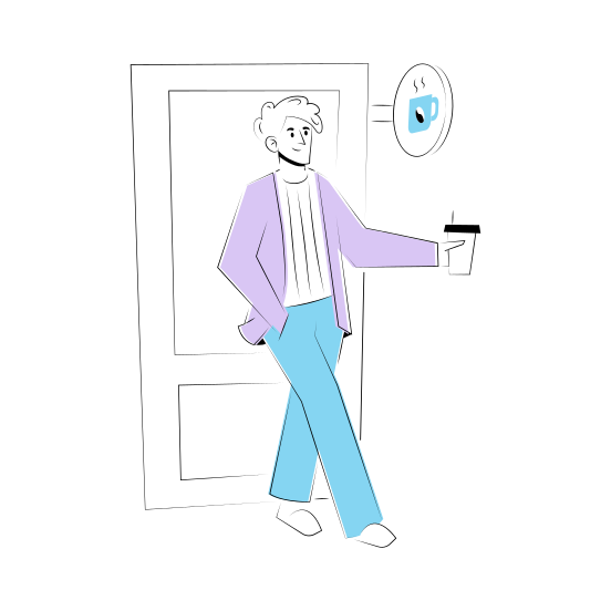 Coffee Shop, Cafe, Customer, Drinking, Beverage, illustration