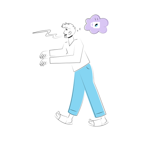 Coffee Smell, Addiction, Caffeine, Dependency, Tea illustration