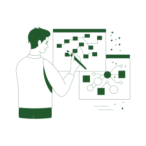 Data Flow, Process, Strategy, Algorithm, Researcher icon