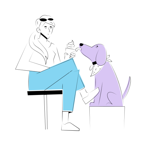 Drinking Latte, Coffee, Pet, Animal, Enjoying illustration