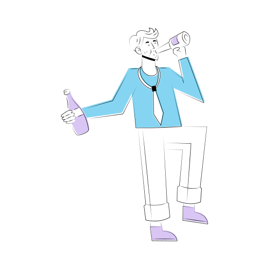 Drinking Wine, Champagne, Bottle, Drink, Beverage, illustration