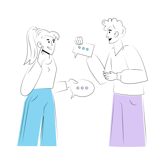 Exchanging Thoughts, Ideas, Conversation, Talking, Chat illustration