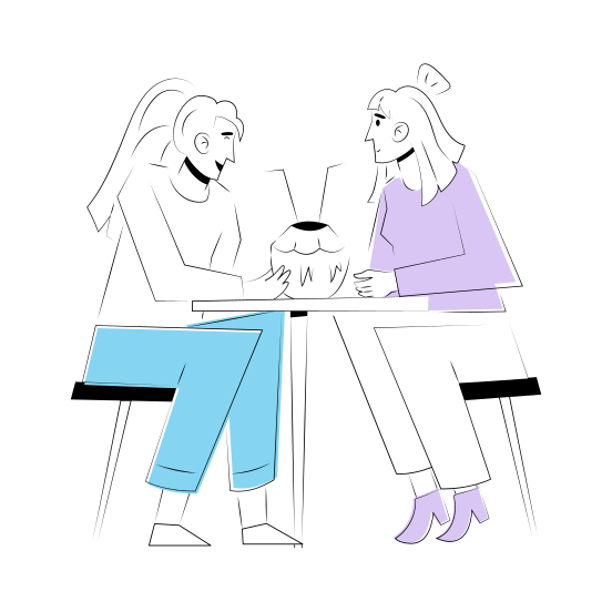 Friends Gossip, Conversation, Talk, Chat, Togetherness illustration