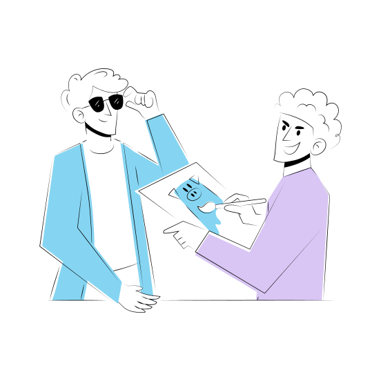 Funny Portrait, Painting, Picture, Drawing, Teasing Friend illustration