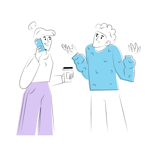 Ignoring, Calling, Talking, Chatting, Busy illustration