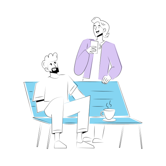 Laughing Together, Friends, Happy, Talking, Conversation illustration