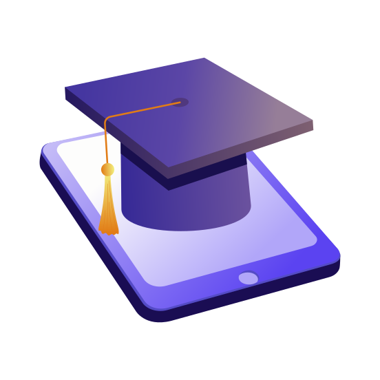 Online Graduation, Study, Learning, Education, App illustration