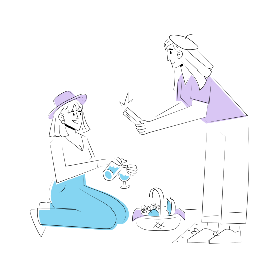 Picnic Party, Friends, Enjoyment, Outing, Celebrating illustration