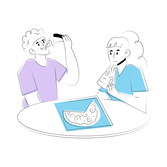 Pizza Party, Eating, Food, Meal, Dinner illustration