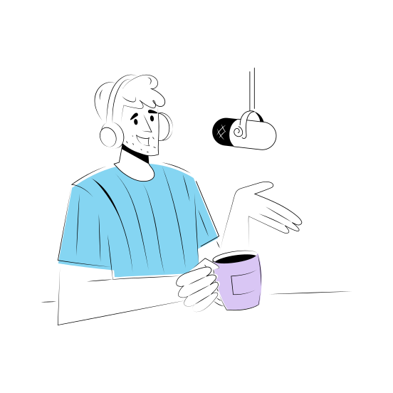 Podcast, Broadcast, Host, Talking, Entertaining illustration