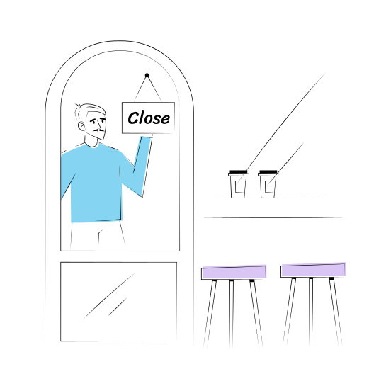 Shop Closed, Signboard, Unavailable, Cafe, Bar illustration