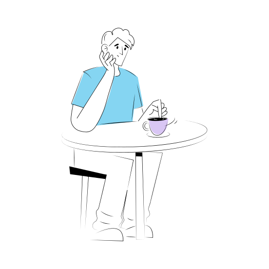 Sitting Alone, Sad, Unhappy, Depressed, Thinking illustration
