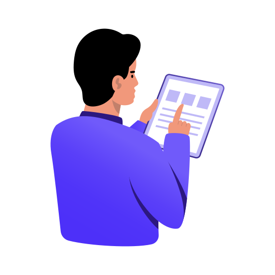 Student, Learning, Reading, Tablet, Digitally, illustration