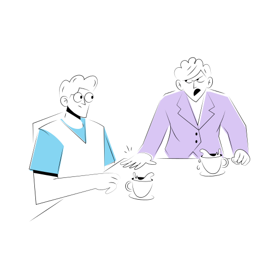 Table Bang, Angry, Frustrated, Talking, Conversation illustration