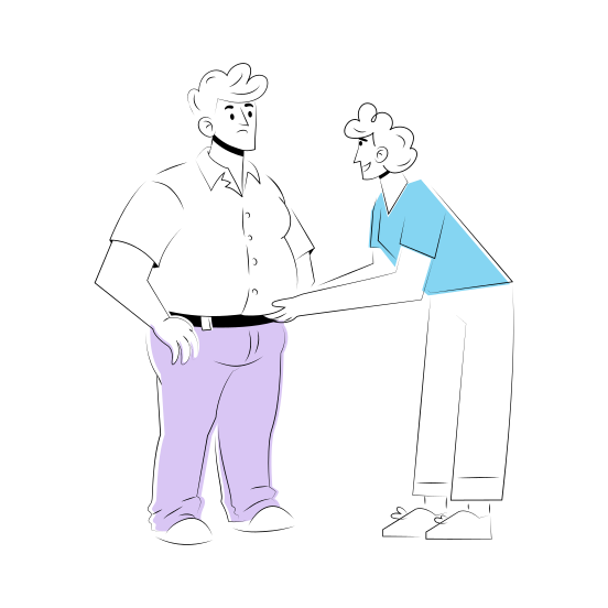 Teasing Friend, Mocking, Laughing, Fat Friend, Friendship illustration
