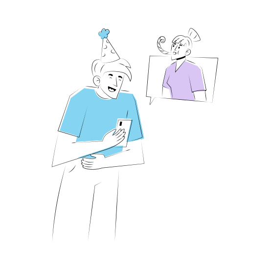 Video Call, Chatting, Talking, Wishing, Celebration illustration