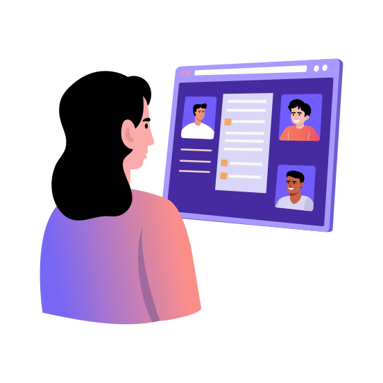 Virtual Class, Online Learning, Study, Education, Lecture, illustration